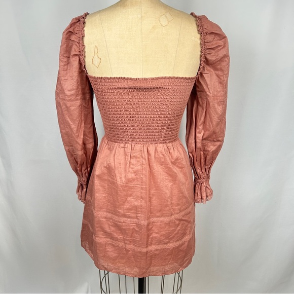 Reformation Dunes Mini Dress Balloon Long Sleeve Praline Size 0 - Picture 4 of 13